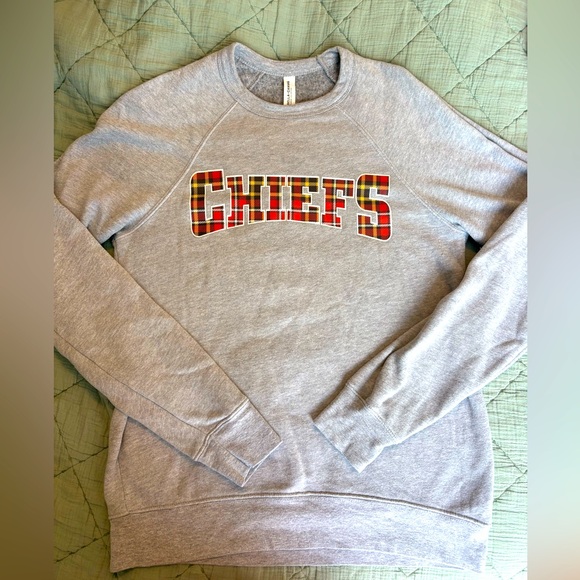Chiefs Sweatshirt Pullover Grey Kansas City Plaid Shirt - Picture 1 of 9